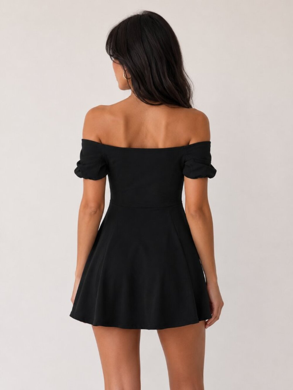 Zara Black Off-The-Shoulder Mini Dress Short Sleeves - Picture 2 of 5